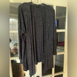 Bobeau 2X Heather Charcoal Panel Open Cardigan